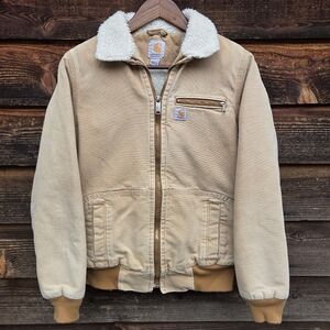 Carhartt Tan Corduroy Bomber Jacket with Sherpa Collar